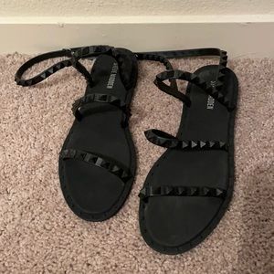 Never worn matte black studded sandal